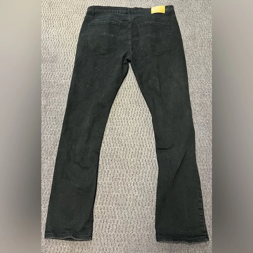 Black Rockstar Distressed Baggy Denim Men’s Jeans with Star Patches Size 40